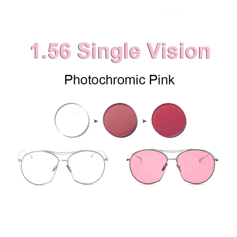 1.56 Photochromic Pink or Blue or Purple Single Vision Lens SPH Range -8.00~+6.00 Max CLY -6.00 Optical Lenses for Eyewear