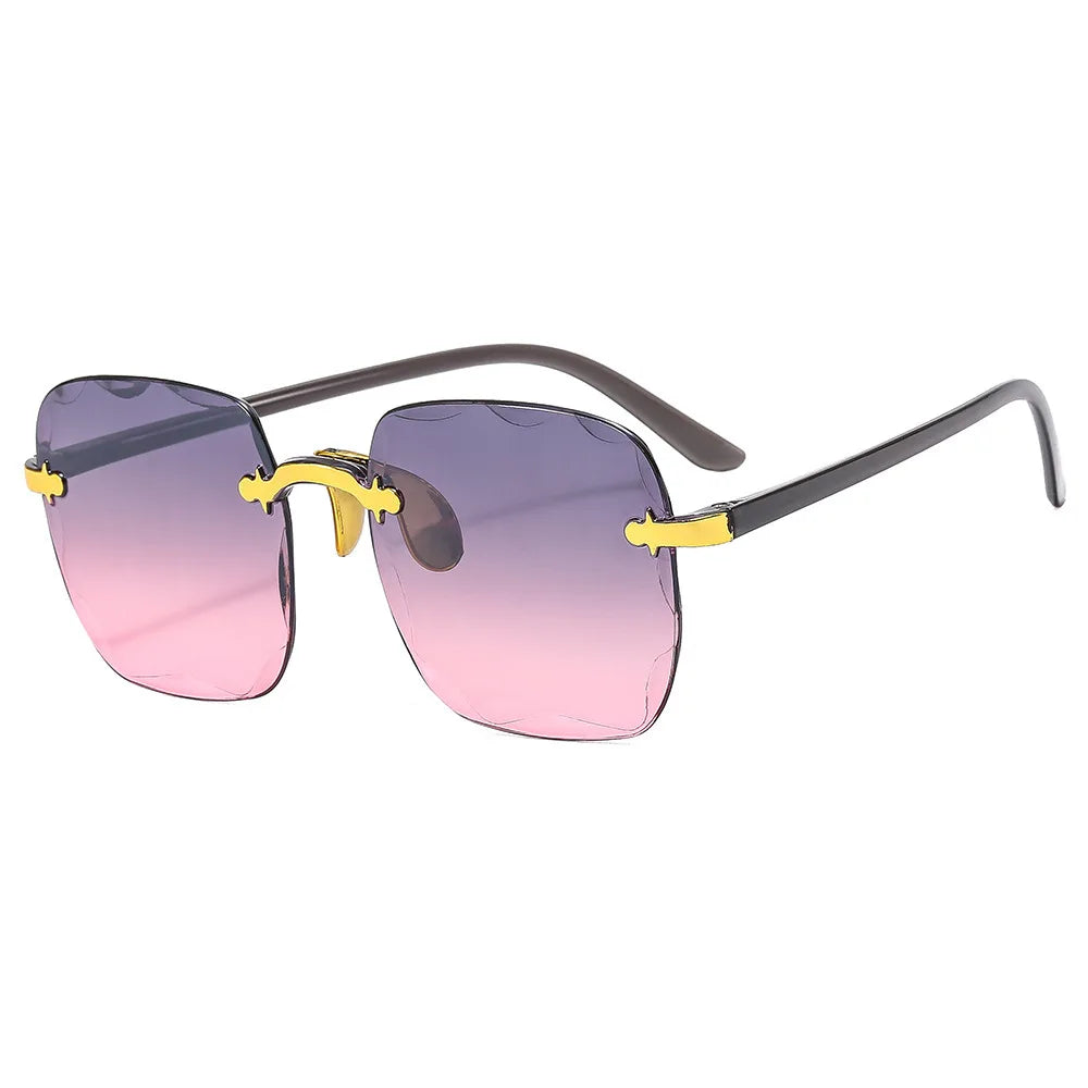 2023 New Rimless Women's Sunglasses Gradient Lenses Sun glasses Lady Vintage Alloy Legs Classic Designer Shades UV400