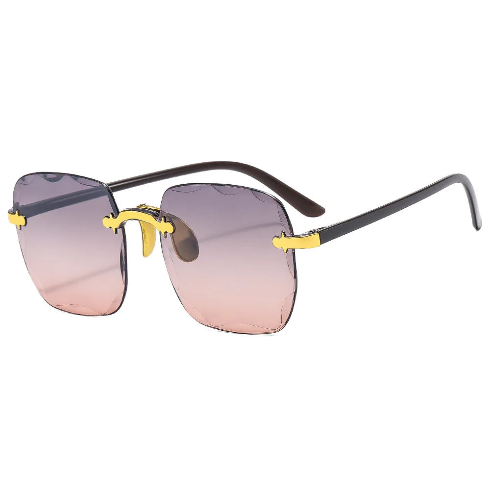 2023 New Rimless Women's Sunglasses Gradient Lenses Sun glasses Lady Vintage Alloy Legs Classic Designer Shades UV400