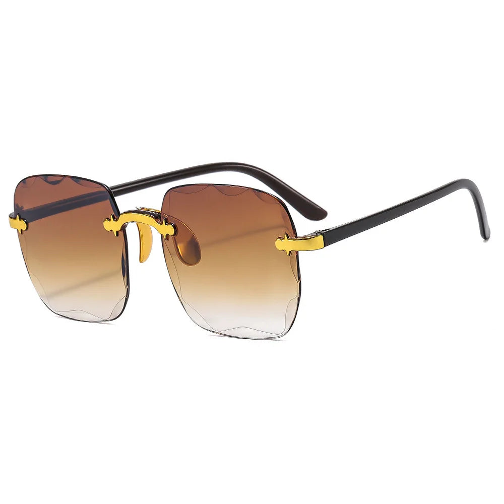 2023 New Rimless Women's Sunglasses Gradient Lenses Sun glasses Lady Vintage Alloy Legs Classic Designer Shades UV400