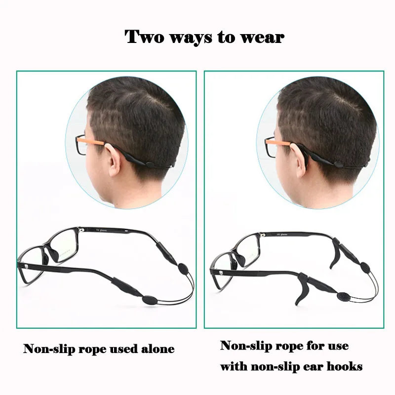 Adjustable Glasses Lanyard Sports Non-slip Anti-lost Neck Strap Reading Glasses Elastic Anti Slip Cords Ear Hook Suit Silicone