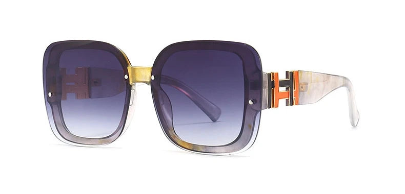 Orange Women's Square Sunglasses Trendy Luxury Brand Gradient Lenses Sun Glasses Ladies 100% UV400 Protection