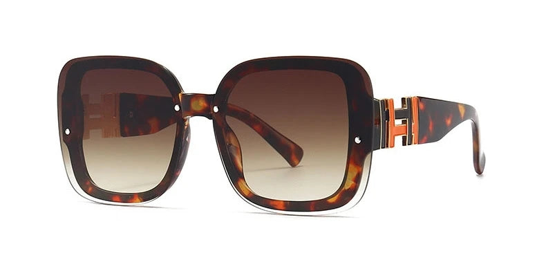 Orange Women's Square Sunglasses Trendy Luxury Brand Gradient Lenses Sun Glasses Ladies 100% UV400 Protection