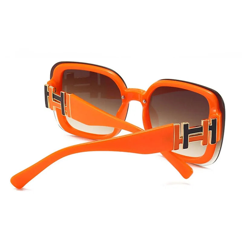 Orange Women's Square Sunglasses Trendy Luxury Brand Gradient Lenses Sun Glasses Ladies 100% UV400 Protection