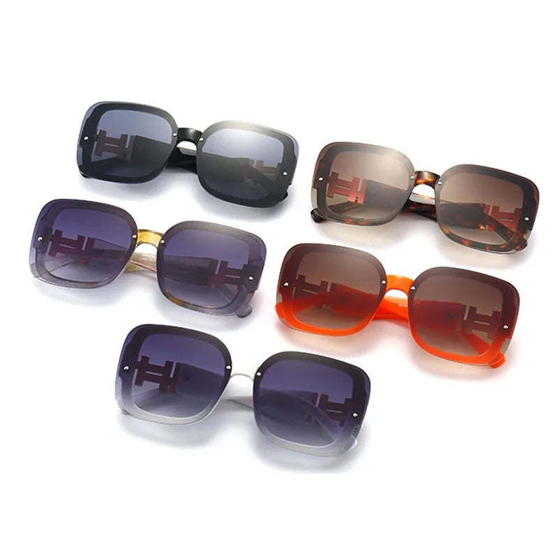 Orange Women's Square Sunglasses Trendy Luxury Brand Gradient Lenses Sun Glasses Ladies 100% UV400 Protection