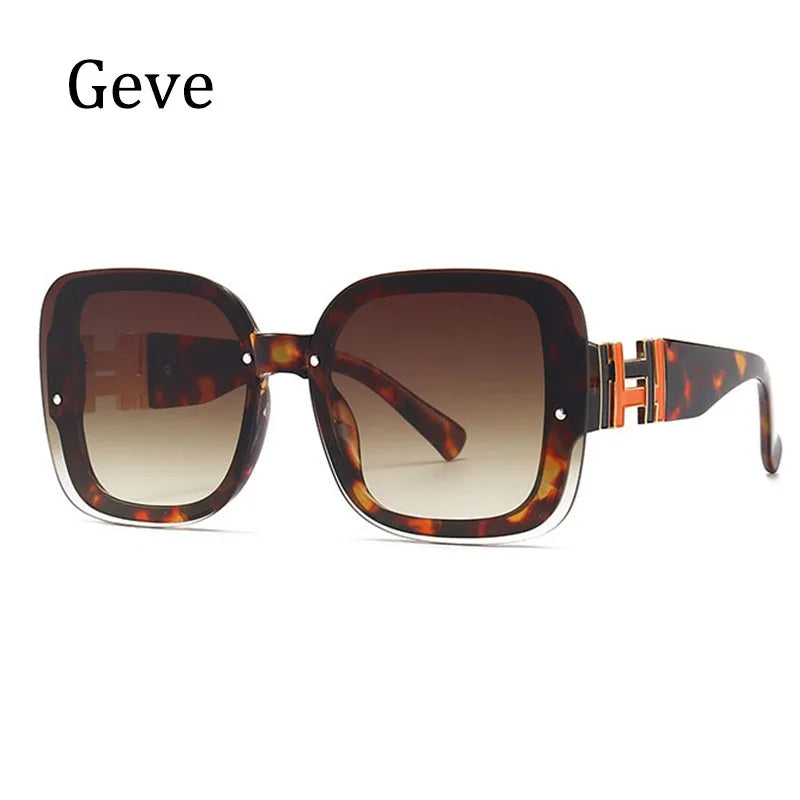 Orange Women's Square Sunglasses Trendy Luxury Brand Gradient Lenses Sun Glasses Ladies 100% UV400 Protection