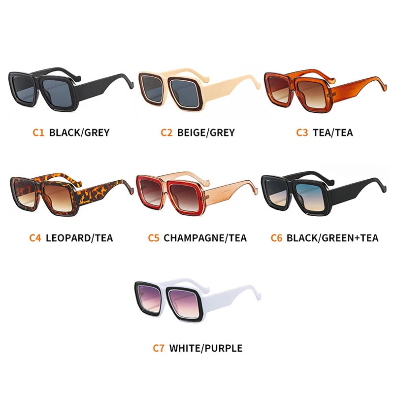 Square Sunglasses Women Luxury Vintage Big Frame Gradient Lenses Sun Glasses Female Popular Trends Shades UV400