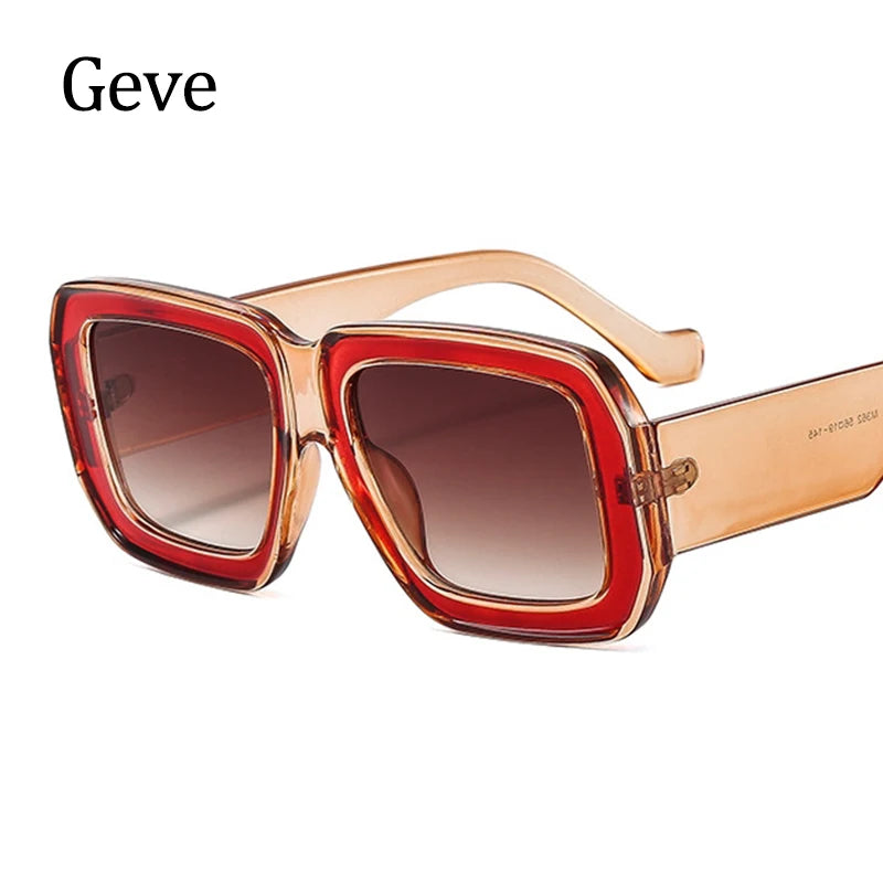 Square Sunglasses Women Luxury Vintage Big Frame Gradient Lenses Sun Glasses Female Popular Trends Shades UV400
