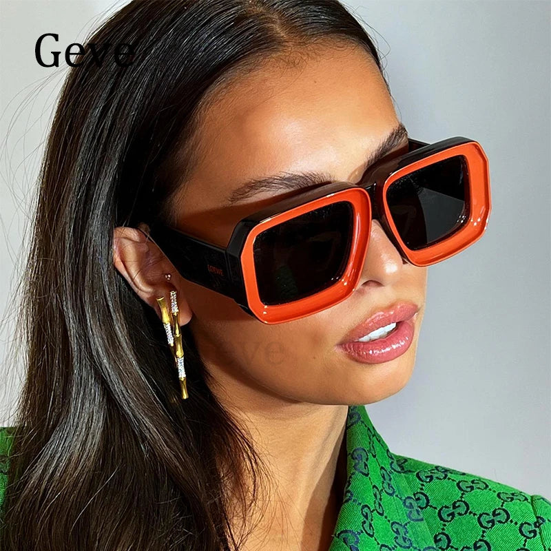 Square Sunglasses Women Luxury Vintage Big Frame Gradient Lenses Sun Glasses Female Popular Trends Shades UV400