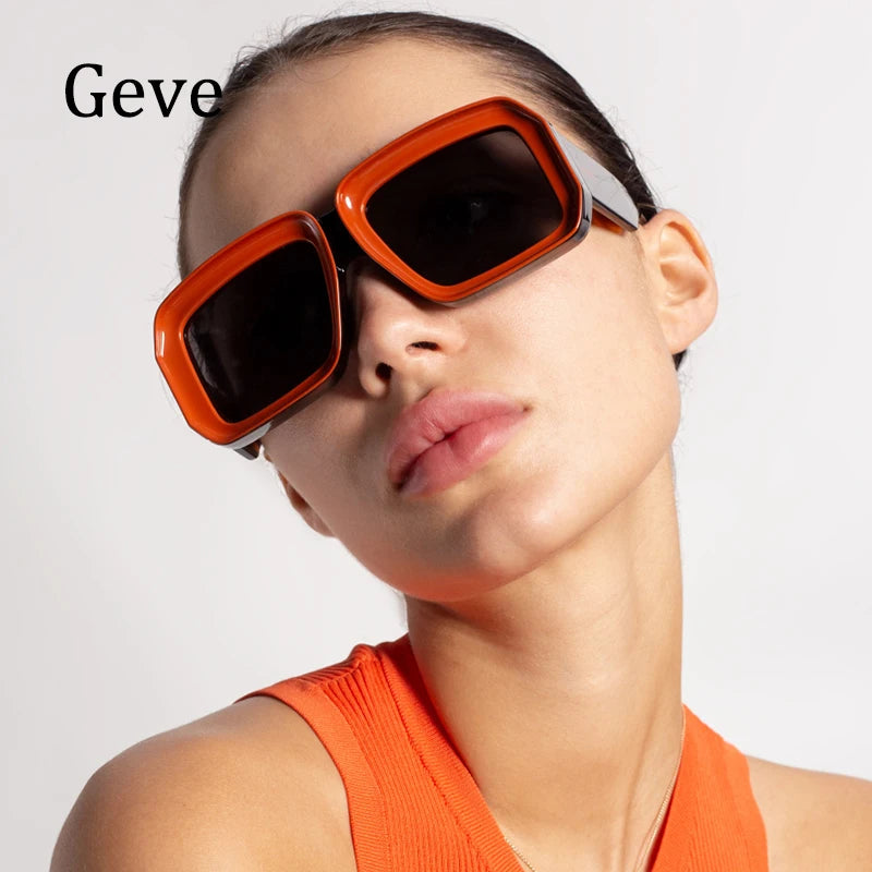 Square Sunglasses Women Luxury Vintage Big Frame Gradient Lenses Sun Glasses Female Popular Trends Shades UV400