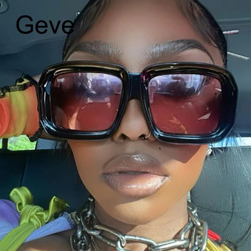 Square Sunglasses Women Luxury Vintage Big Frame Gradient Lenses Sun Glasses Female Popular Trends Shades UV400