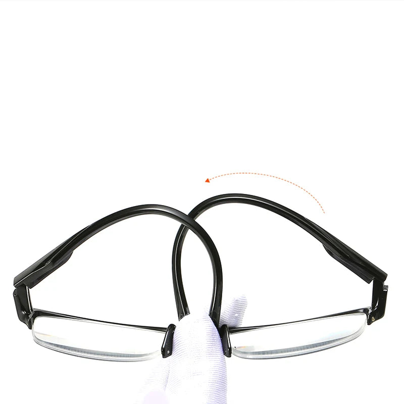 Flexible Square Half Frame Reading Glasses Unisex Clear Ultralight Magnifying Presbyopic Glasses Black +75 to +400 gafas