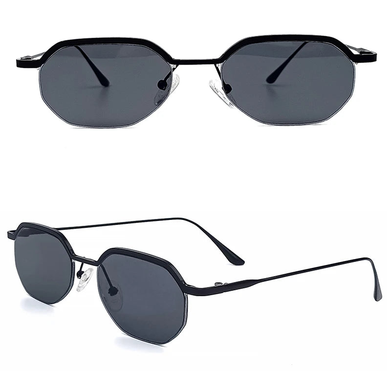 HBK Nuovo Retro Occhiali da Sole con Montatura Piccola Uomo Lenti Poligonali Occhiali da Sole Donna Attività Viaggio Festa Occhiali da Sole Donna Stile Estivo