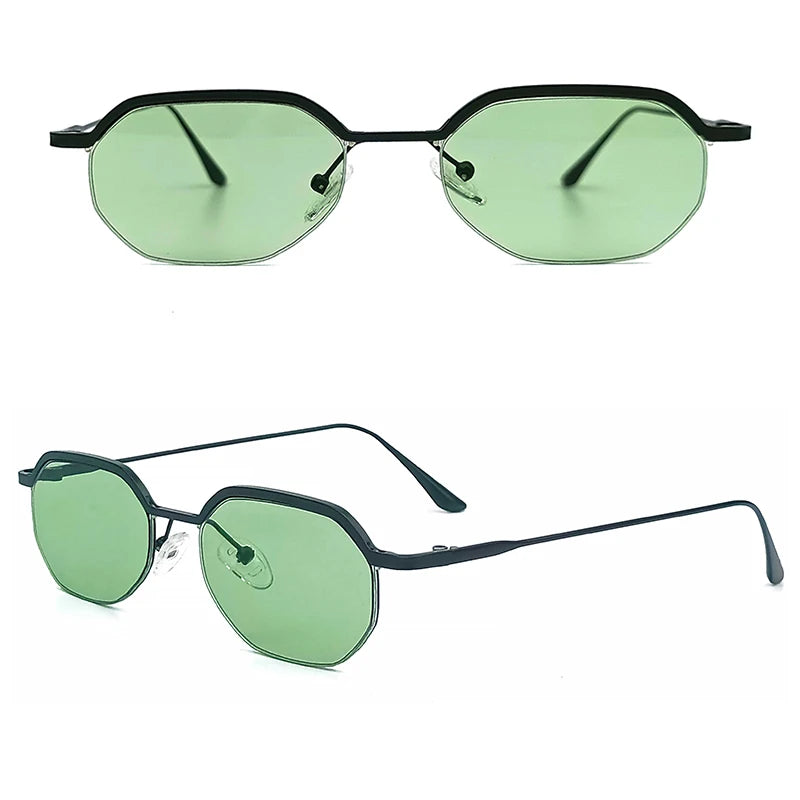 HBK Nuovo Retro Occhiali da Sole con Montatura Piccola Uomo Lenti Poligonali Occhiali da Sole Donna Attività Viaggio Festa Occhiali da Sole Donna Stile Estivo