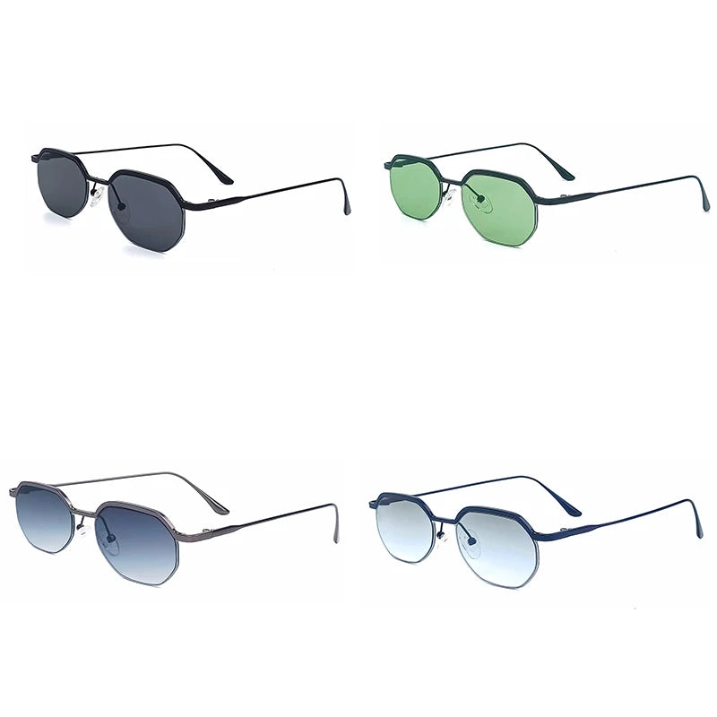 HBK Nuovo Retro Occhiali da Sole con Montatura Piccola Uomo Lenti Poligonali Occhiali da Sole Donna Attività Viaggio Festa Occhiali da Sole Donna Stile Estivo