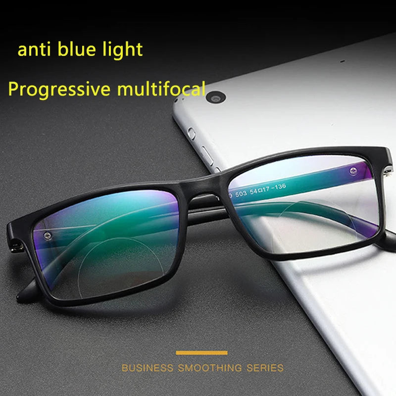 Anti Blue Light Bifocal Reading Glasses Men Women Presbyopic anti-fatigue Magnifying Square full frame black +1.5 +2.5
