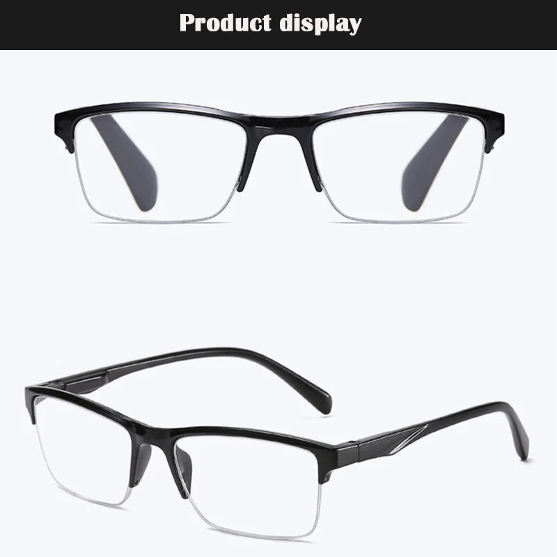 Flexible Square Half Frame Reading Glasses Unisex Clear Ultralight Magnifying Presbyopic Glasses Black +75 to +400 gafas