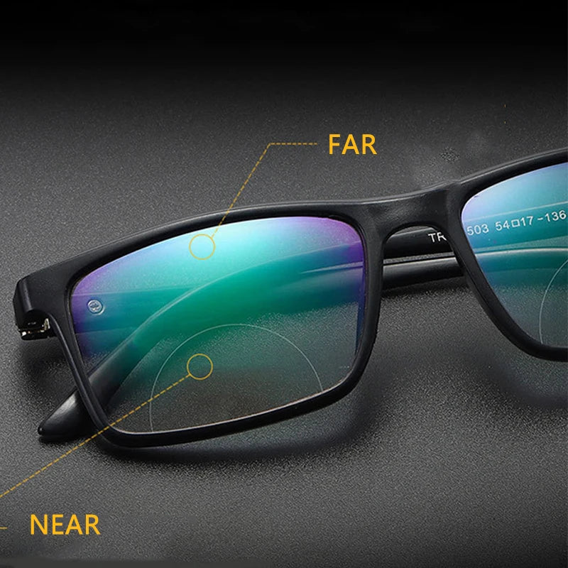 Anti Blue Light Bifocal Reading Glasses Men Women Presbyopic anti-fatigue Magnifying Square full frame black +1.5 +2.5