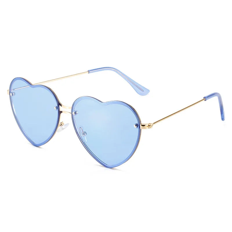 Heart Shaped Sunglasses Metal Women Brand Designer Rimless LOVE Clear Ocean Lenses Sun Glasses Oculos UV400