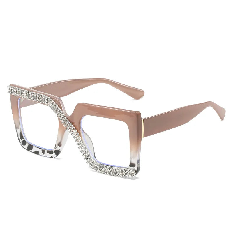 LNFCXI Oversized Square Women's Glasses Frames Transparent New Black Optical Lenses Female Eyeglasses Luxury Big Eyewear