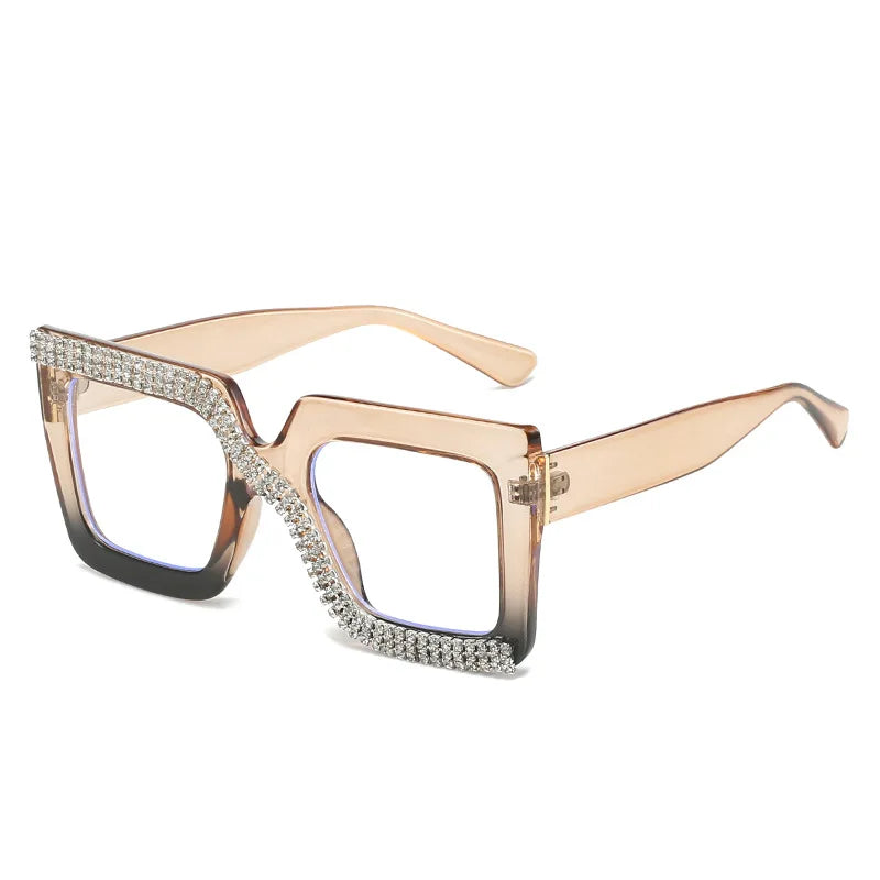 LNFCXI Oversized Square Women's Glasses Frames Transparent New Black Optical Lenses Female Eyeglasses Luxury Big Eyewear