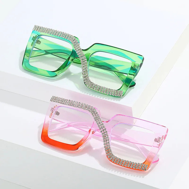 LNFCXI Oversized Square Women's Glasses Frames Transparent New Black Optical Lenses Female Eyeglasses Luxury Big Eyewear