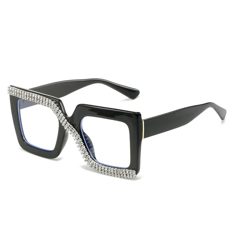 LNFCXI Oversized Square Women's Glasses Frames Transparent New Black Optical Lenses Female Eyeglasses Luxury Big Eyewear