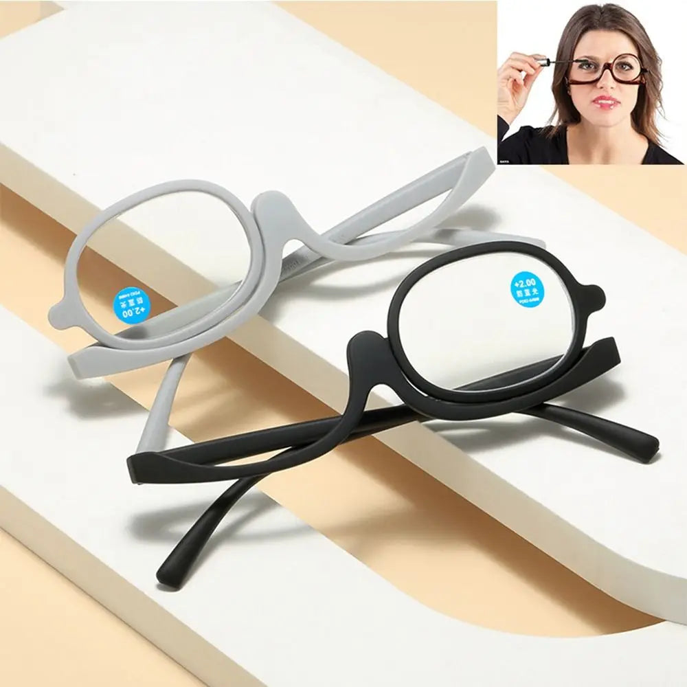 Magnifying Rotating Makeup Reading Glasses Flip Down Lenses Cosmetic Glasses Colourful Frame +1.0-4.0