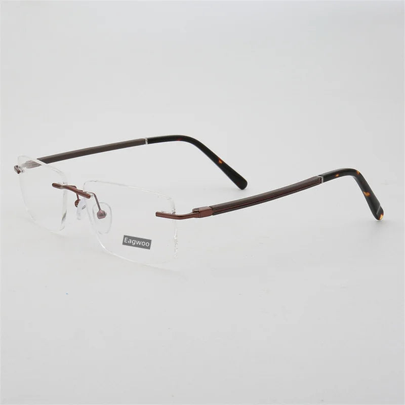 Men Rimless Eyeglasses Frame Strong Optical Frame Prescription Spectacle Frameless Glasses Lenses Size Width Shape Adjustable