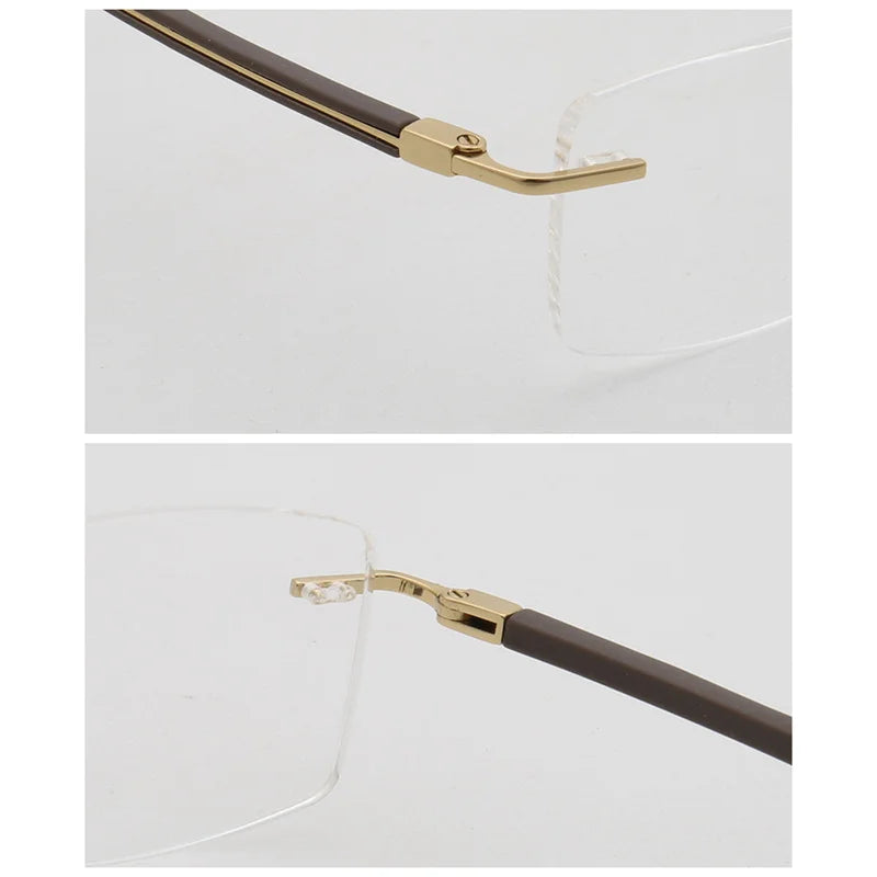 Men Rimless Eyeglasses Frame Strong Optical Frame Prescription Spectacle Frameless Glasses Lenses Size Width Shape Adjustable