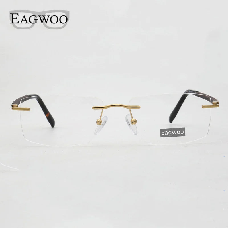 Men Rimless Eyeglasses Frame Strong Optical Frame Prescription Spectacle Frameless Glasses Lenses Size Width Shape Adjustable
