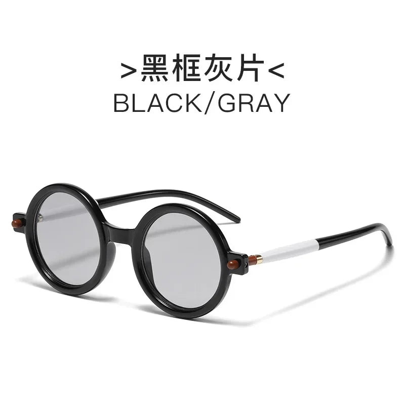 Modern Versatile Street Photos Sunglasses Flat Lenses Vintage Sunglasses for Women Artistic Round Frame Sun Glasses Очки