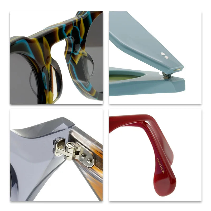 Occhiali da sole in acetato spesso poligonale Occhiali da sole con lenti rotonde Protezione UV Occhiali da sole firmati Sonnenbrille Herren