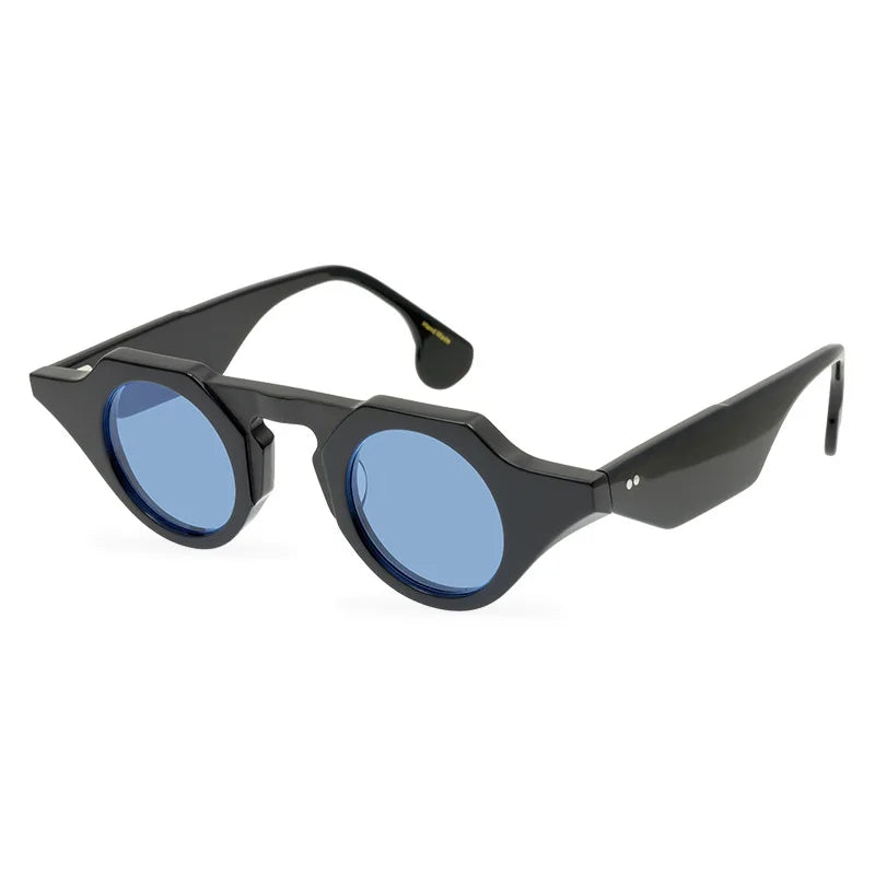 Occhiali da sole in acetato spesso poligonale Occhiali da sole con lenti rotonde Protezione UV Occhiali da sole firmati Sonnenbrille Herren