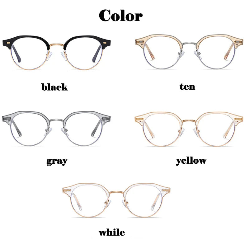 Retro Anti Blue Light Frame Glasses Men Computer Optical UV Protection Glasses Metal Eyebrow Glasses Rim Flat mirror 0