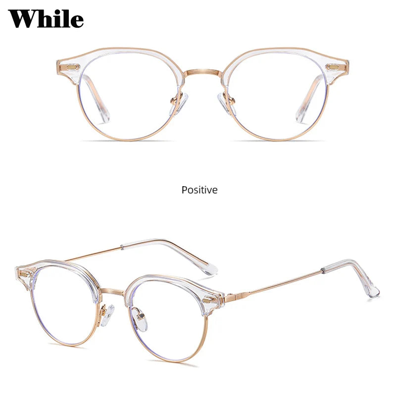 Retro Anti Blue Light Frame Glasses Men Computer Optical UV Protection Glasses Metal Eyebrow Glasses Rim Flat mirror 0