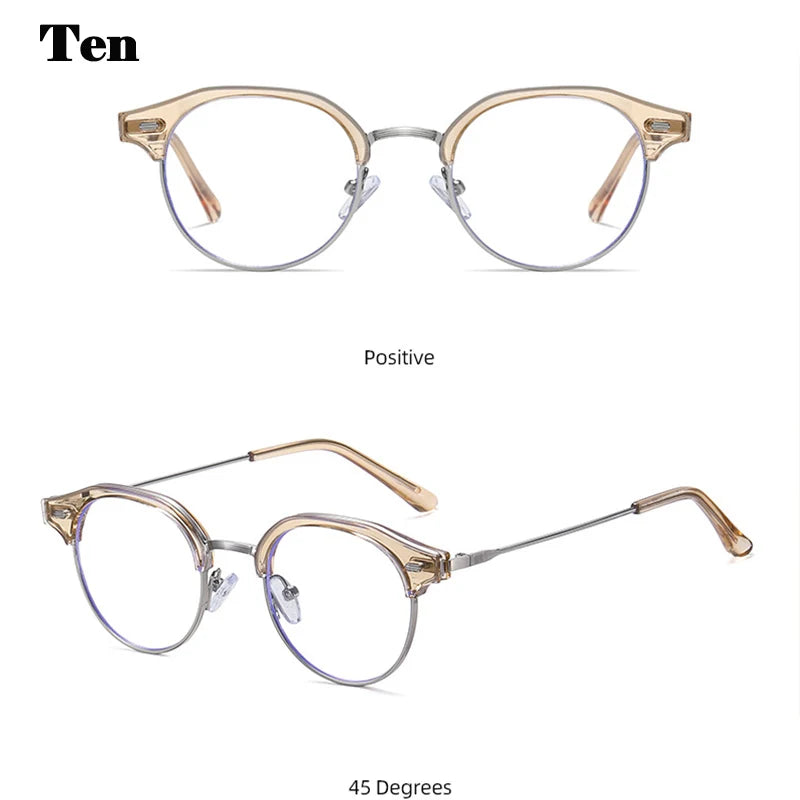 Retro Anti Blue Light Frame Glasses Men Computer Optical UV Protection Glasses Metal Eyebrow Glasses Rim Flat mirror 0