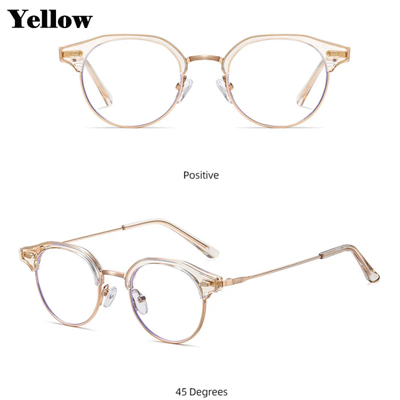 Retro Anti Blue Light Frame Glasses Men Computer Optical UV Protection Glasses Metal Eyebrow Glasses Rim Flat mirror 0