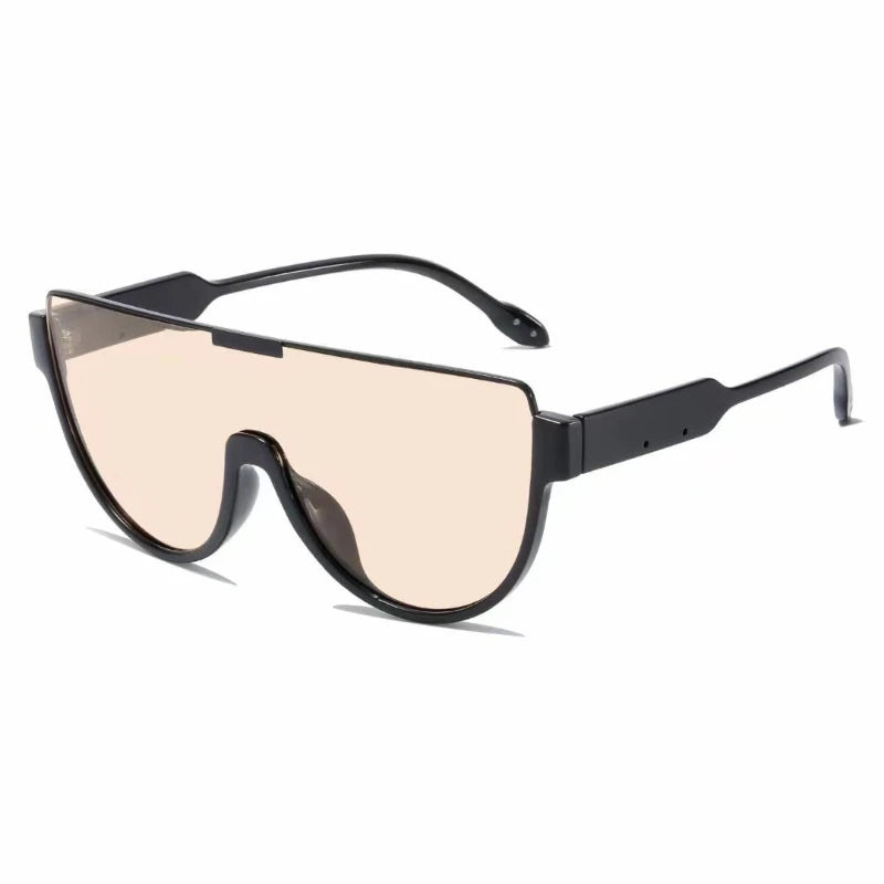 Retro Large Frame Connected Sunglasses Half Frame Brown Sun Glasses European and American Style Anti Glare Sunglasses