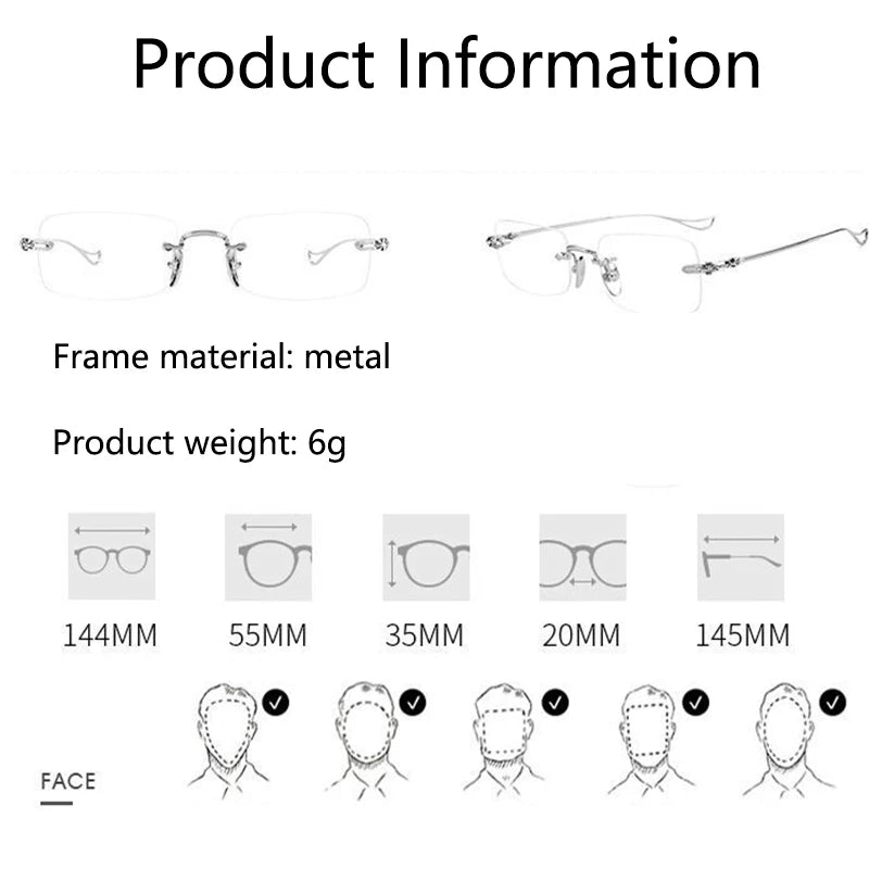 Rimless Anti Blue Light Reading Glasses Men Anti-fatigue Computer Optical Presbyopic Glasses Women Business Flexible Eyeglasses