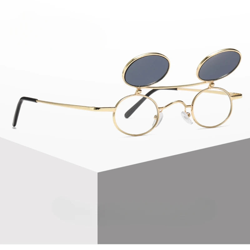 Round Frame Mirror Hip Hop Versatile Sunglass Women Metal Trendy Sunglasses for Men Luxury Designer Vintage Sun Glasses