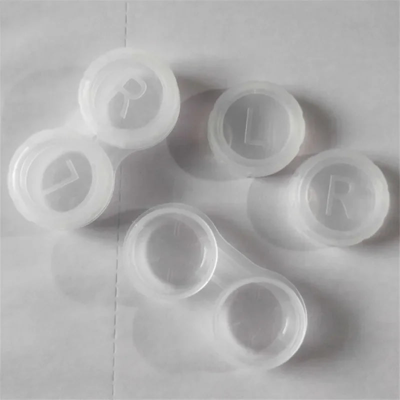 10PCS New Simple Mini L+R Contact Lens Case Girl Women Colored Contact Lenses Box Eyes Contact Lens Container Box Case