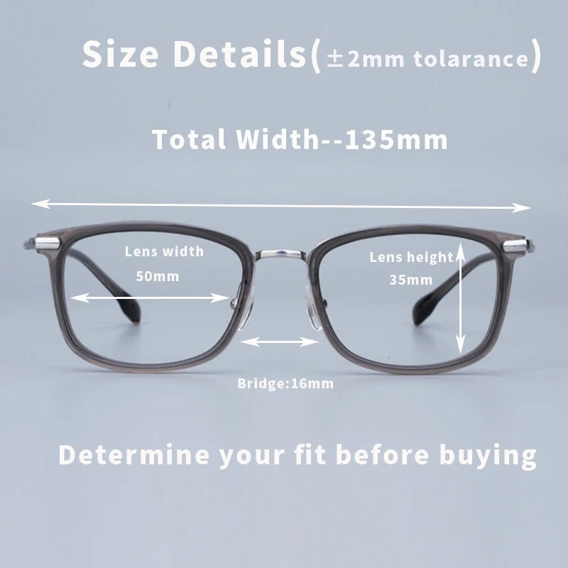 Classical Stylish Square Glasses Frames Men Aesthetic Sunglasses Women Luxury Titanium Eyewear Color Lenses Eyeglasses