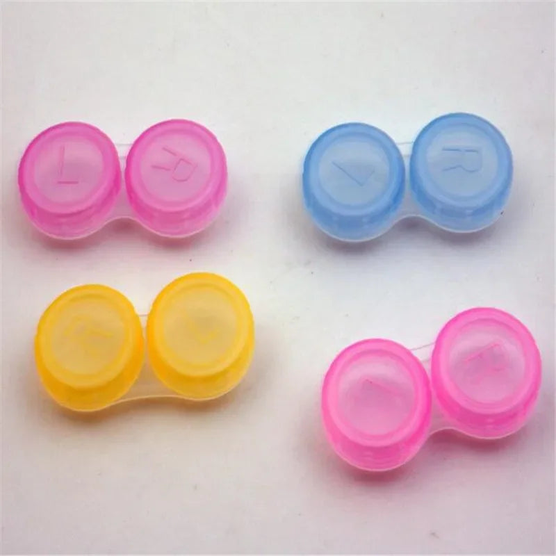 10PCS New Simple Mini L+R Contact Lens Case Girl Women Colored Contact Lenses Box Eyes Contact Lens Container Box Case