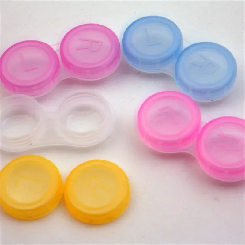 10PCS New Simple Mini L+R Contact Lens Case Girl Women Colored Contact Lenses Box Eyes Contact Lens Container Box Case