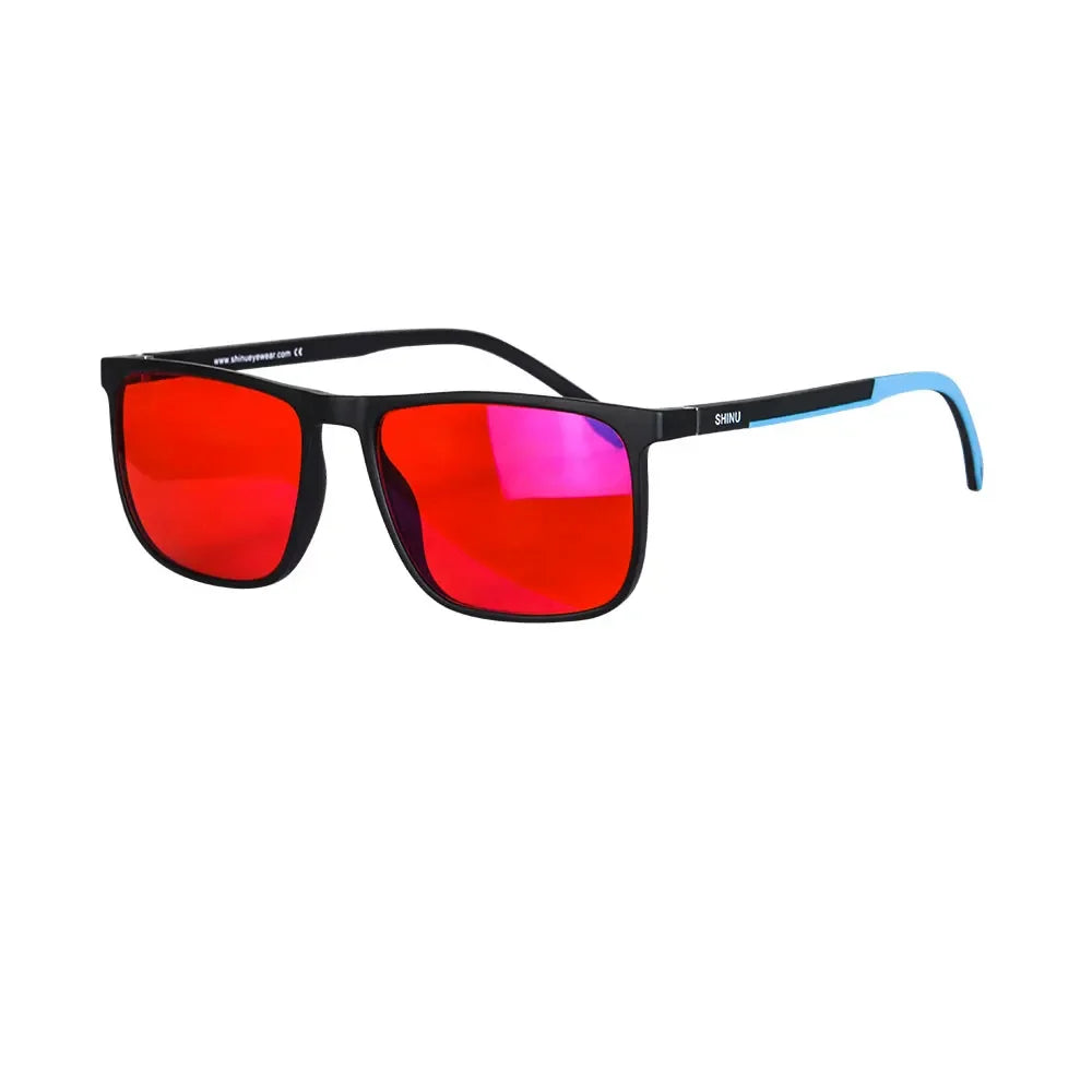 SHINU Brand Good Sleep Blue Light Blocking Glasses Men Red Lenses Anti Green Light Eliminate Eye Strain Glasses Bluelight
