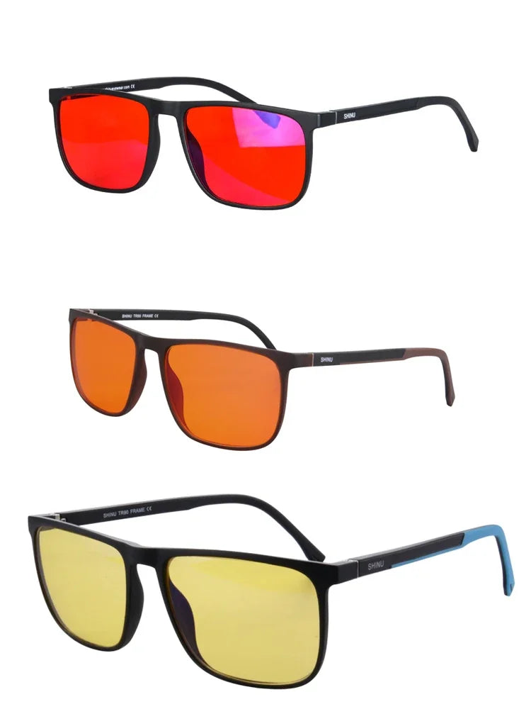 SHINU Brand Good Sleep Blue Light Blocking Glasses Men Red Lenses Anti Green Light Eliminate Eye Strain Glasses Bluelight