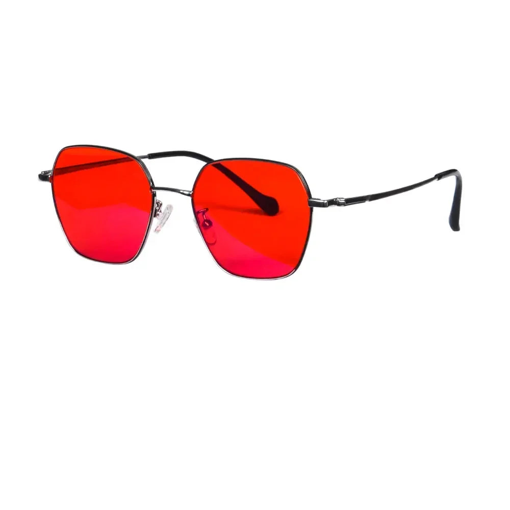 SHINU Titanium Frame Blue Light Blocking Glasses Men Red Lenses Anti Green Light No Headache Relex Eyes Eye Glasses T1026RD