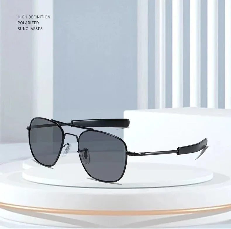 Glass Lenses Sun Glasses Trendy Double Beam Sunglasses Unisex Metal Driving Travel UV Resistant Sunglasses for Men очки