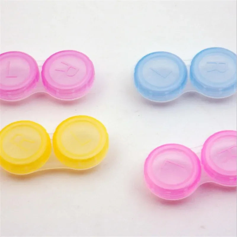 10PCS New Simple Mini L+R Contact Lens Case Girl Women Colored Contact Lenses Box Eyes Contact Lens Container Box Case